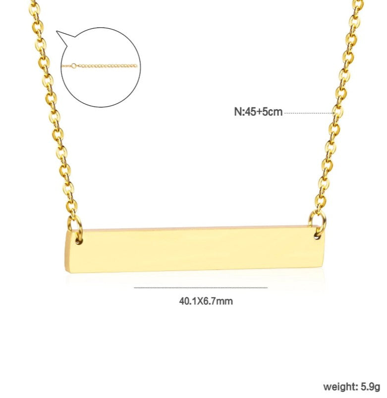 Rectangle pendant with chain | 18K Gold