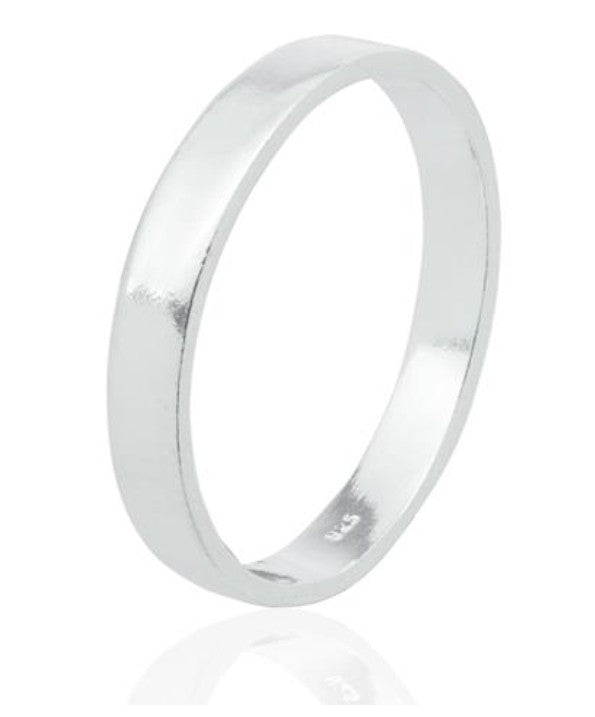 Sterling Silver Wedding Band | Size 5-9 | 3mm Flat