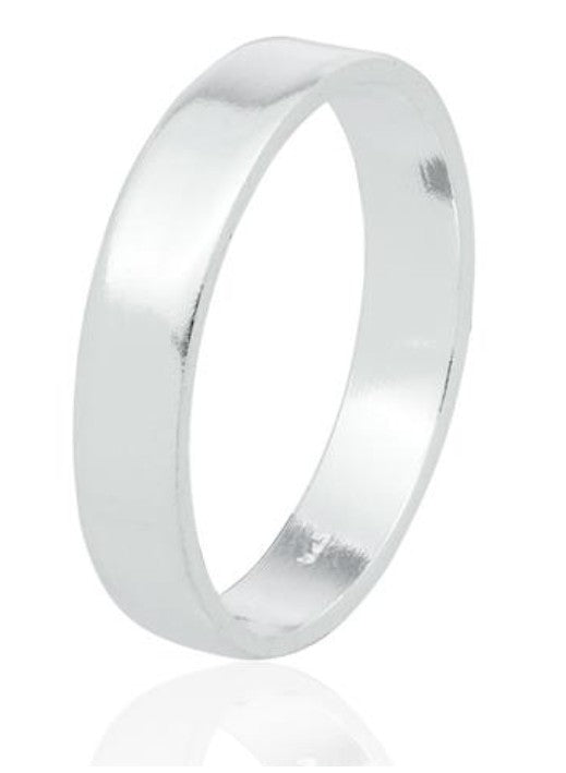 Sterling Silver Wedding Band | Size 7- 11 | 4mm Flat