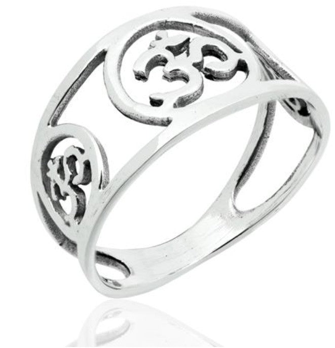 Sterling Silver Oxidized Aum Cut-out ring | Aum Ring