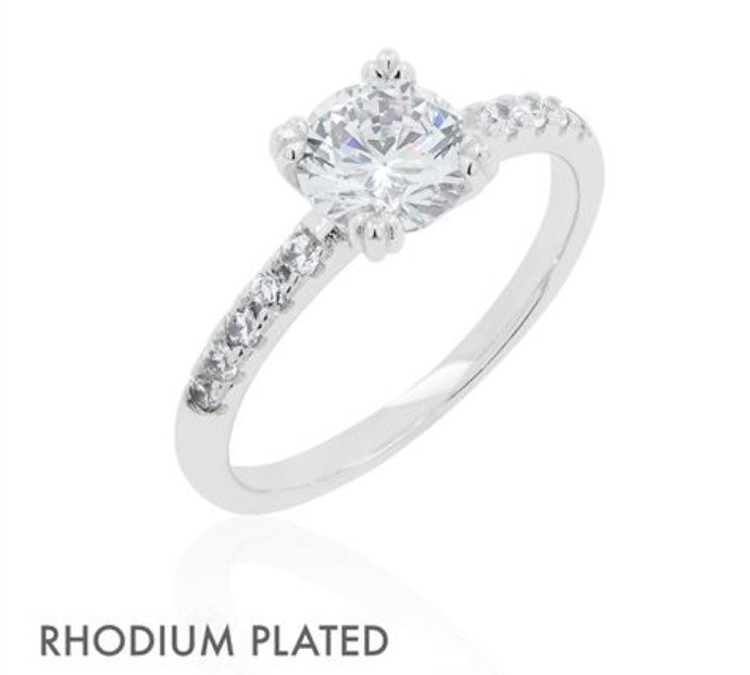 Sterling Silver Micro CZ Stone Ring | Sizes 6 - 10