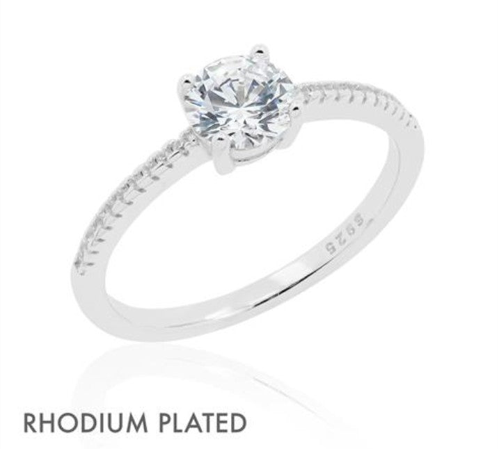 Sterling Silver Micro CZ Stone Ring | Sizes 6 - 10