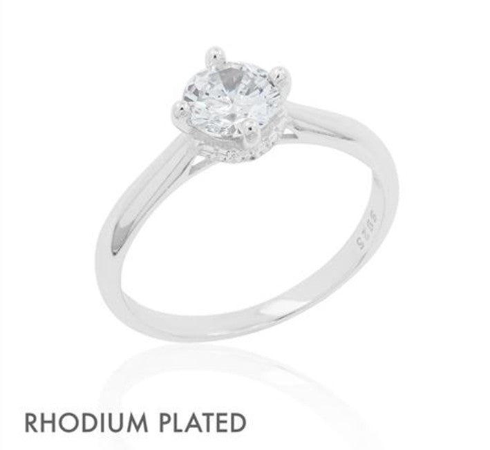 Sterling Silver Micro CZ Stone Ring | Sizes 6 - 10