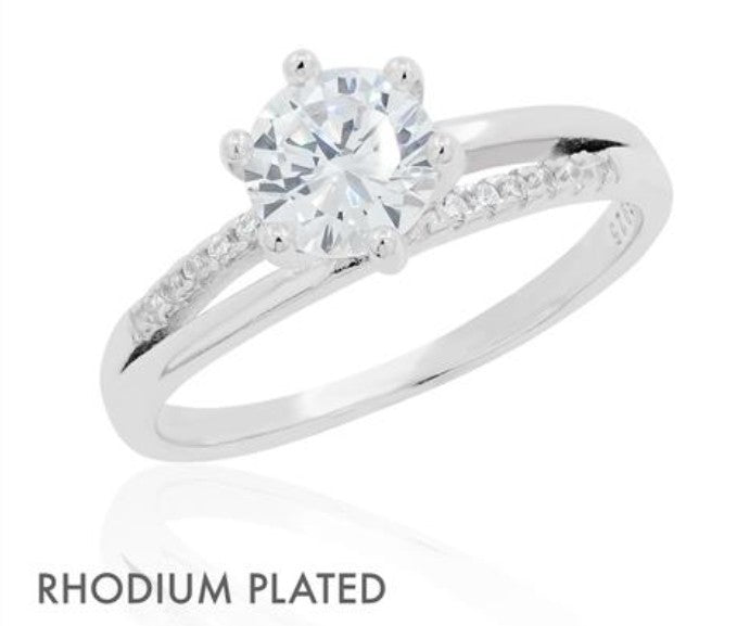 Sterling Silver Micro CZ Stone Ring | Sizes 6 - 9