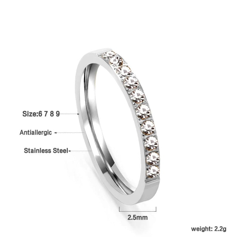 Solitaire Ring | Stainless Steel | Size #9 Color: Steel