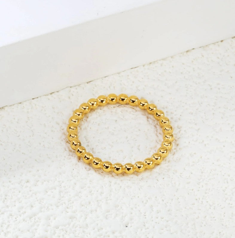 Simple Round Bead Bone Ring | 18K Gold | Size #9