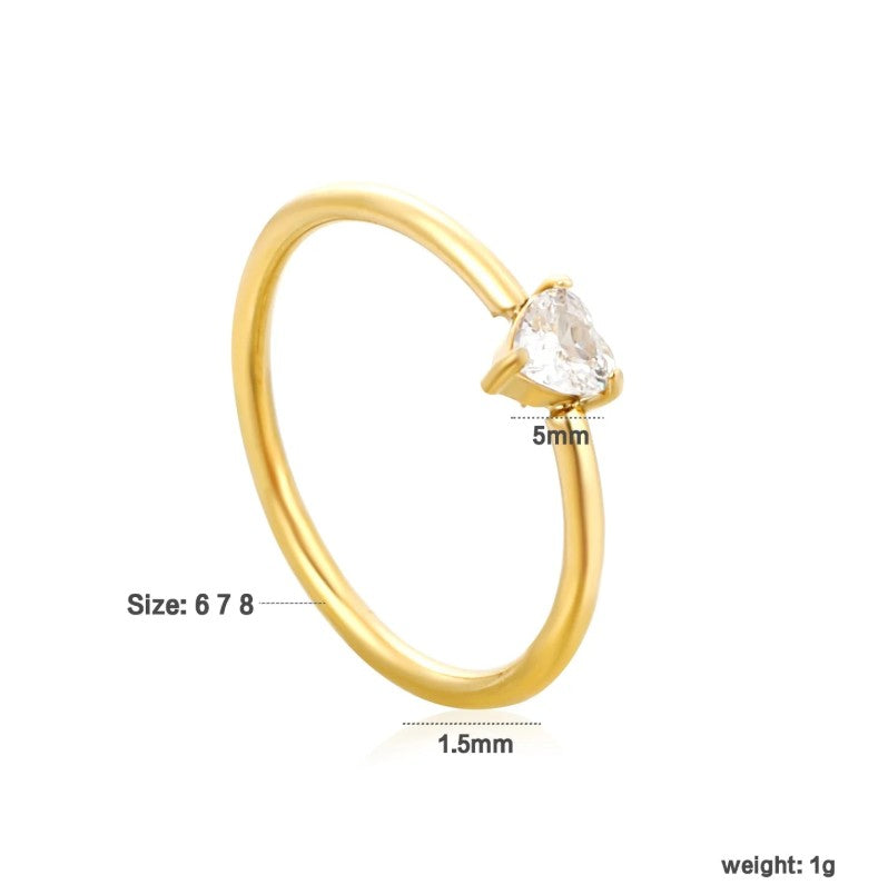Gold Delicate CZ Open Rings | 18K Gold | Size #8