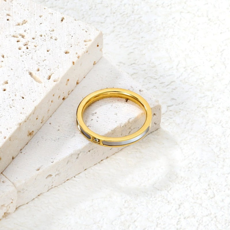 Gold Ring with Real Mother-of-Pearl | 18K Gold | Size #7