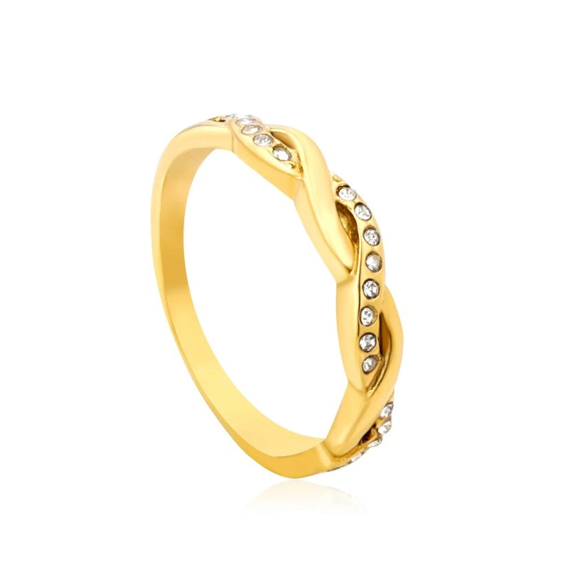 Curved Band Ring with Diamond | 18K Gold | Size #8
