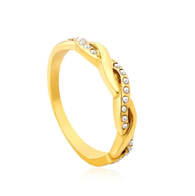 Twisted Diamond Ring | 18K Gold | Size #8