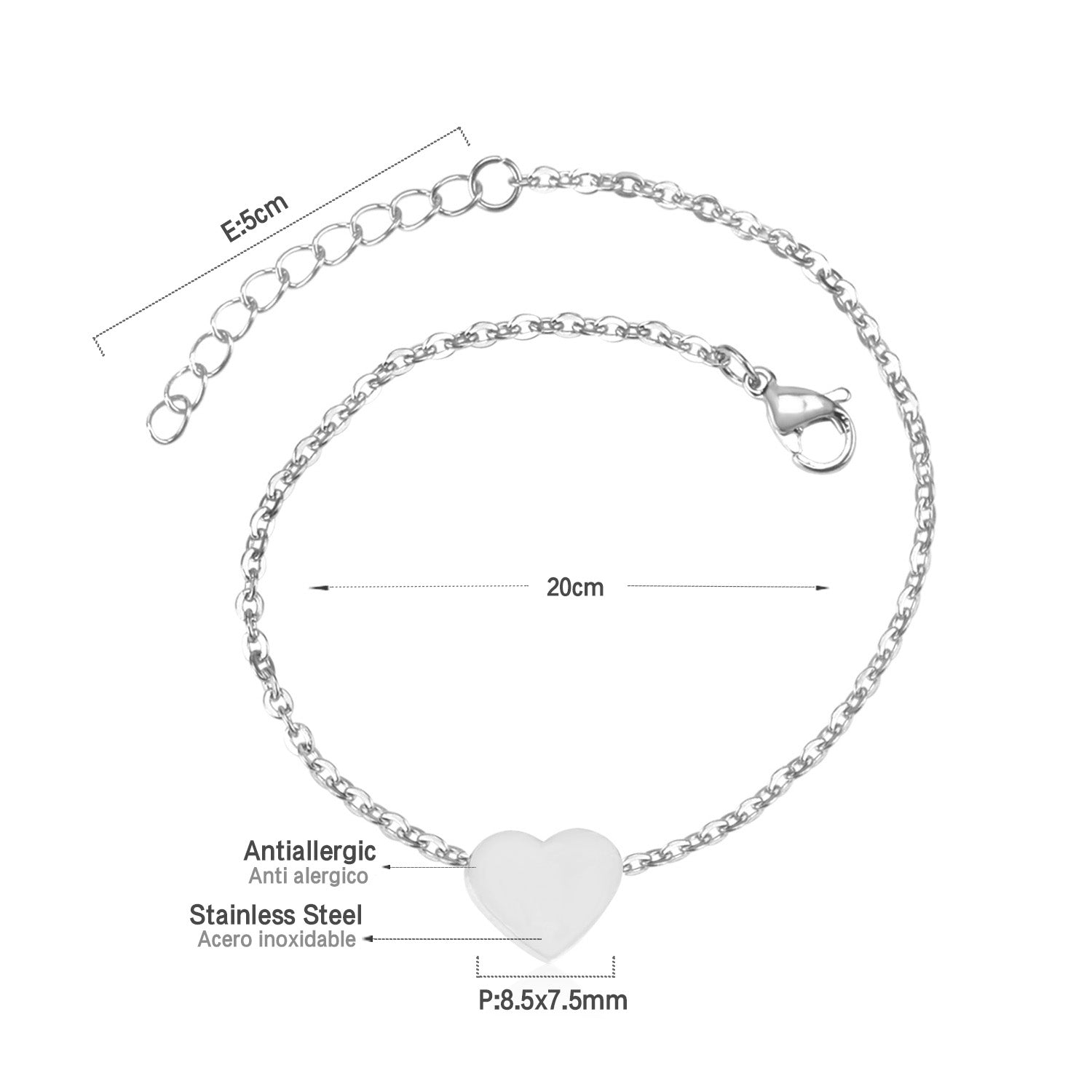 Heart Design Anklet | Stainless Steel